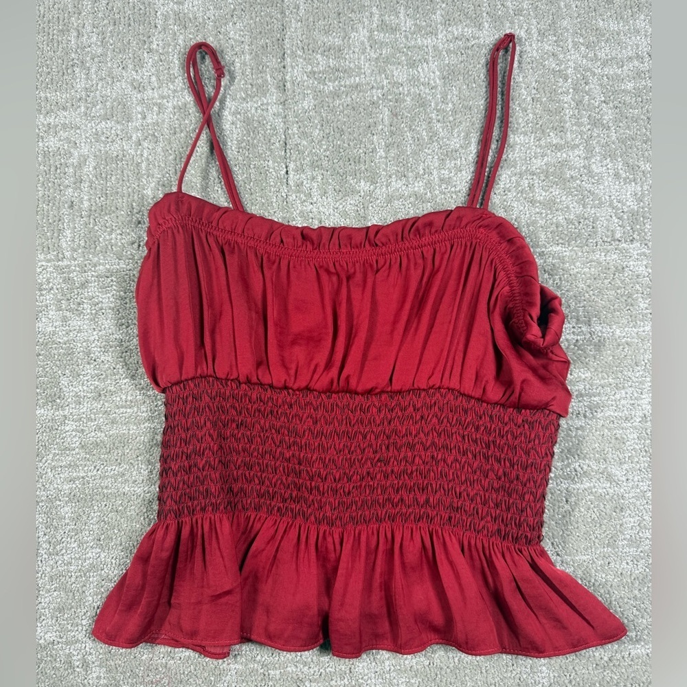 Intimately Free People Red Satin Dark Coquette Minimalist Tank Size Small
